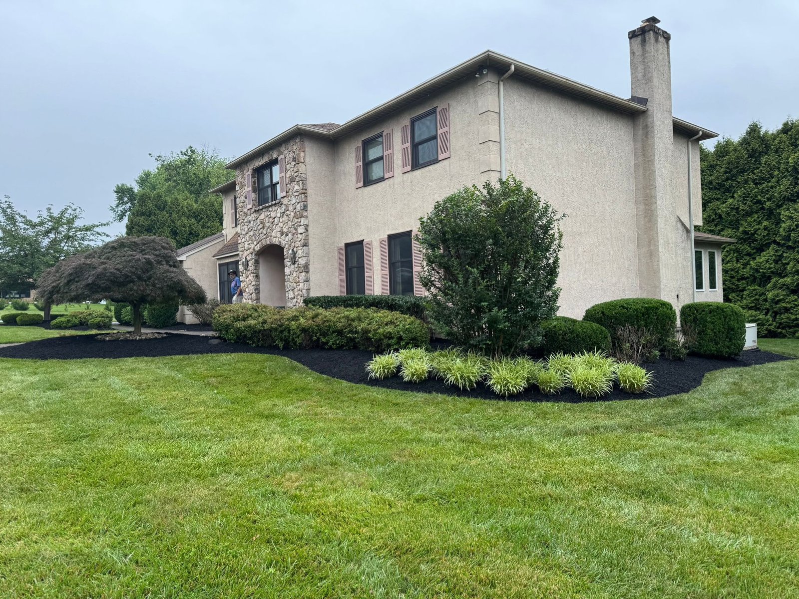 Freshly maintained green lawn